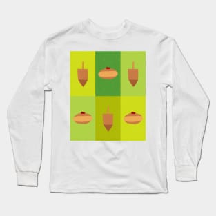 D&amp;D - Doughnuts and Dreidels Green Grid Long Sleeve T-Shirt